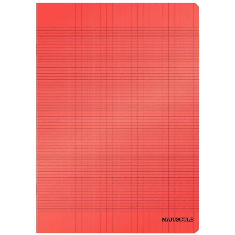 Image de  Piqûre 96 pages MAJUSCULE, format 17x22 cm, papier blanc 90g, seyès, couverture polypropylène rouge 
