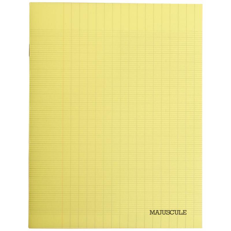 Image de  Piqûre 96 pages MAJUSCULE, format 17x22 cm, papier blanc 90g, seyès, couverture polypropylène jaune 