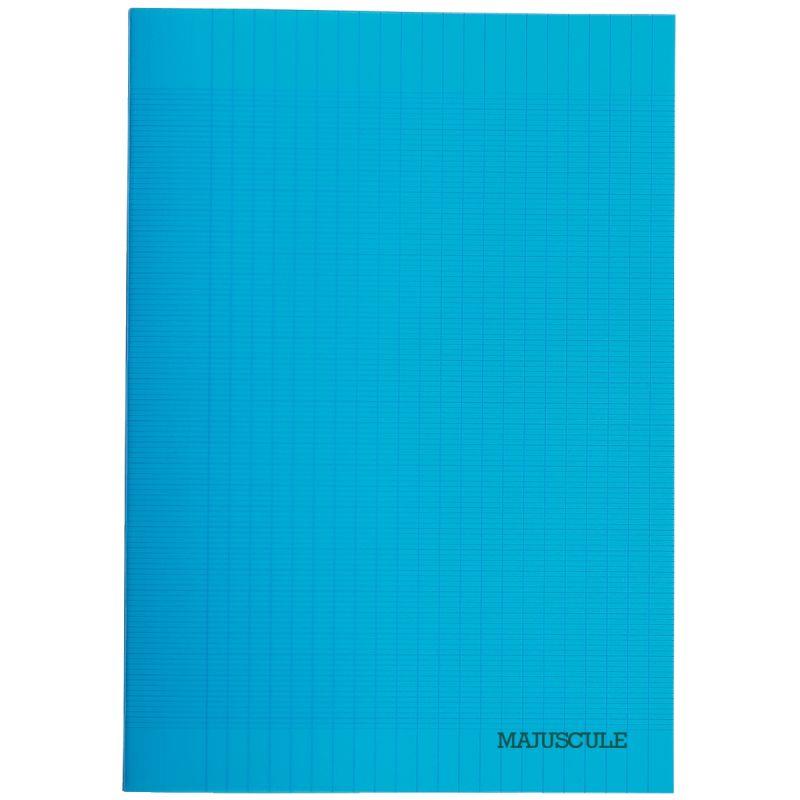 Image de  Piqûre 96 pages MAJUSCULE, format A4, papier blanc 90g, seyès, couverture polypropylène bleu 