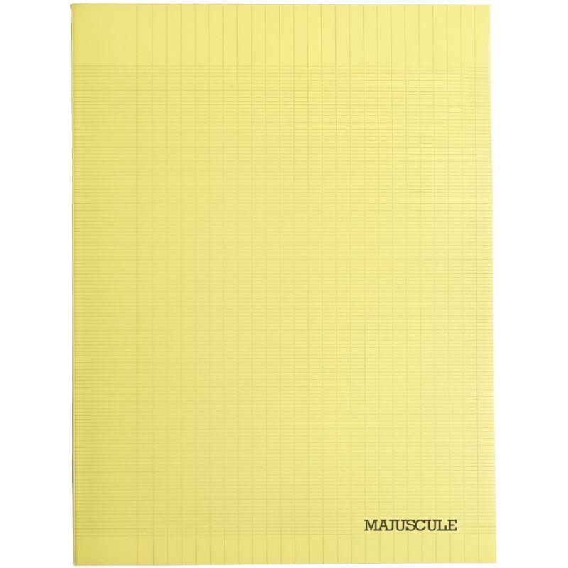 Image de  Piqûre 96 pages MAJUSCULE, format 24x32 cm, papier blanc 90g, seyès, couverture polypropylène jaune 