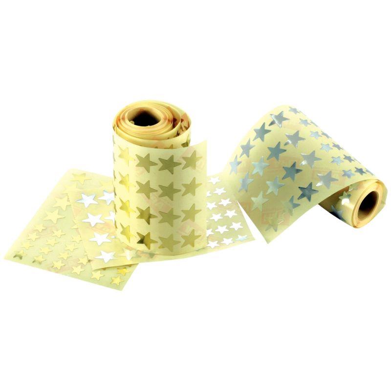 Image de  Lot de 2 rouleaux de gommettes étoiles adhésives or et argent 
