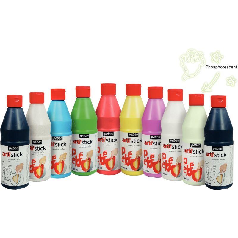 Image de  Carton 10 flacons 500ml peinture repositionnable ARTI''STICK + 20 flacons applicateurs vides offerts 