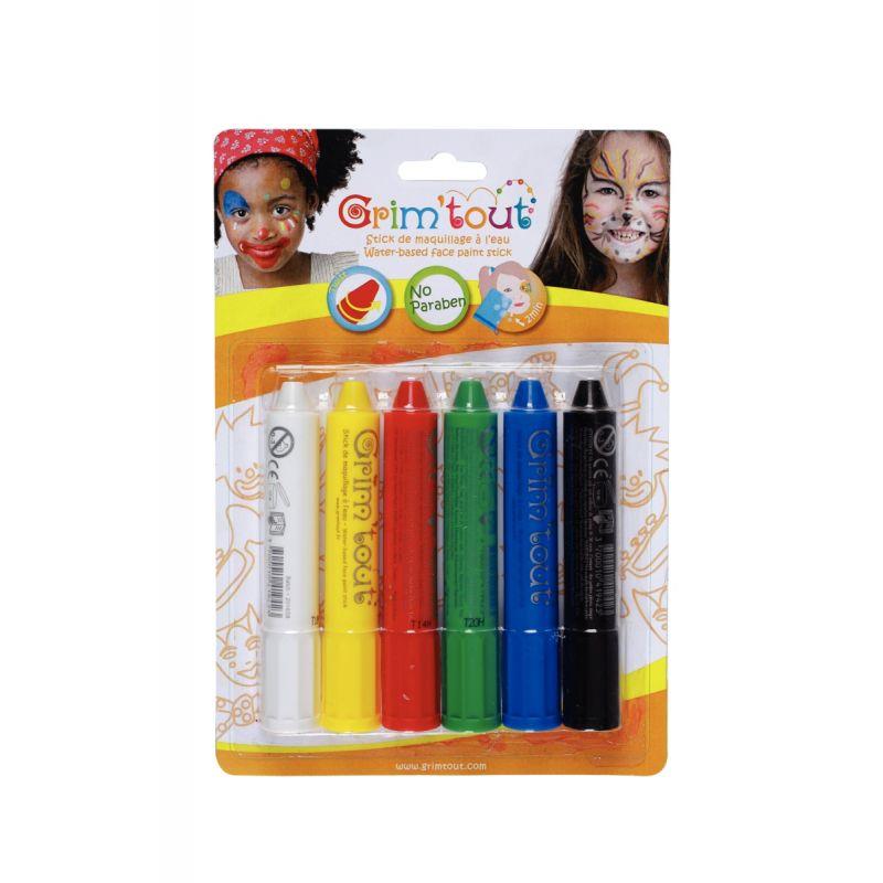Image de  Lot de 6 sticks de 4,7 grammes de maquillage à l''eau coloris vifs 