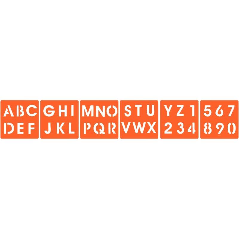 Image de  Paquet de 6 pochoirs en plastique, alphabet & chiffres 
