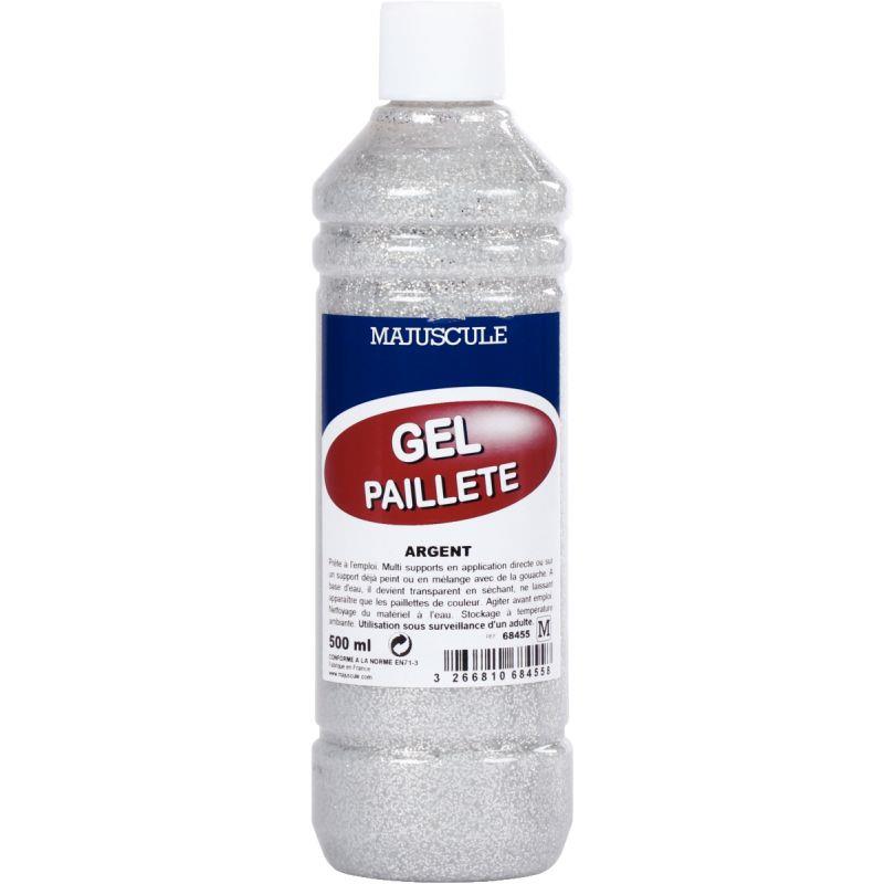 Image de  Flacon 500 ml de gel de paillettes MAJUSCULE, argent 