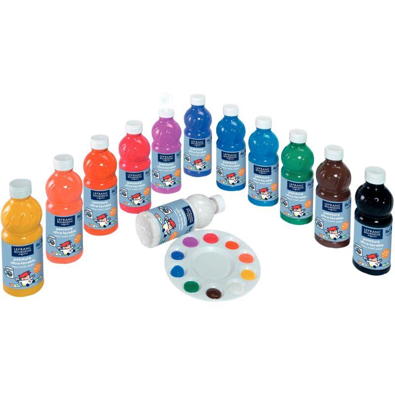 Image de  Carton de 12 Flacons 500 ml de gouache liquide ultra lavable 