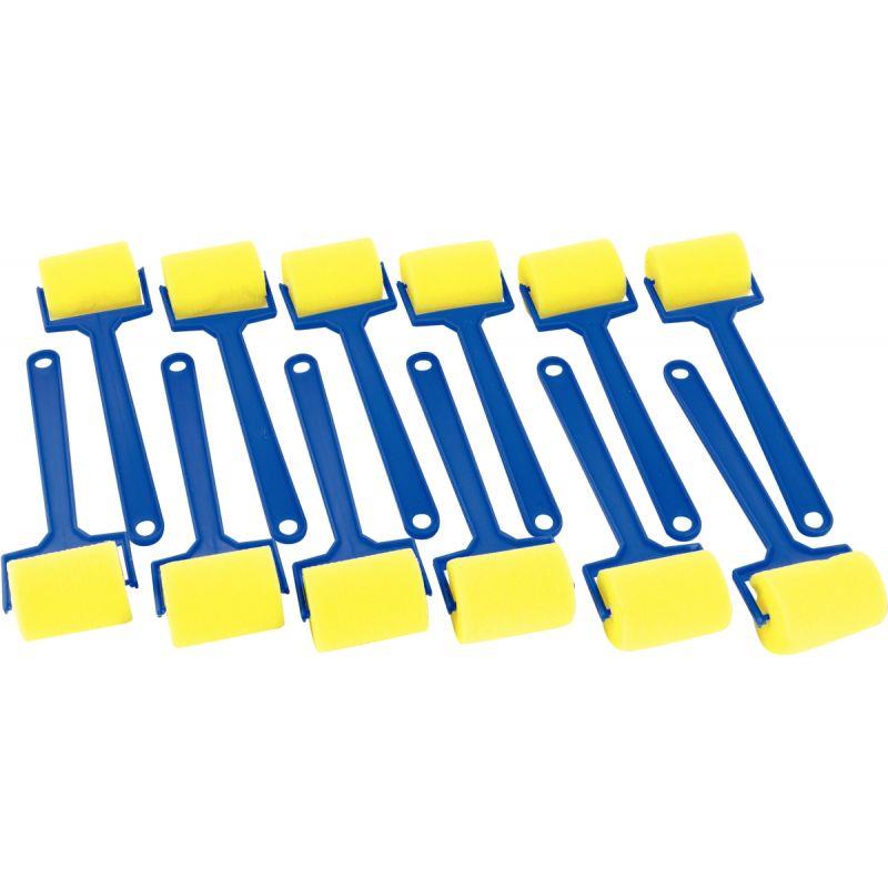 Image de  Paquet de 12 rouleaux à peindre en mousse 45 mm avec manche en plastique 