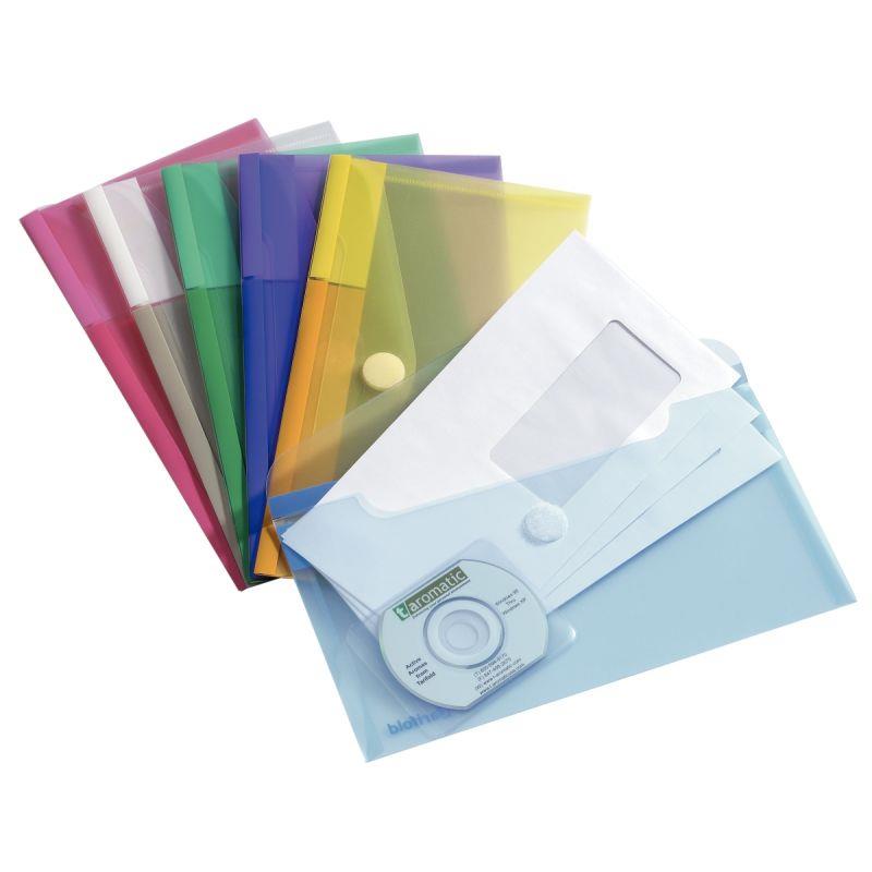 Image de  Paquet de 6 enveloppes chéquier en polypropylène, coloris assortis 