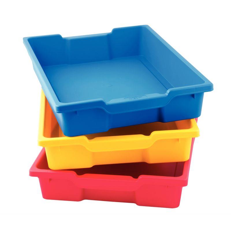 Image de  Lot de 6 bacs en plastique petits modèles bleu / rouge / jaune 