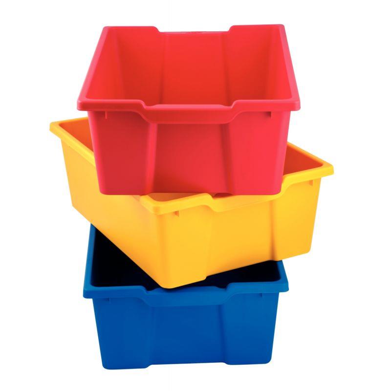 Image de  Lot de 6 bacs en plastique grands modèles bleu / rouge / jaune 