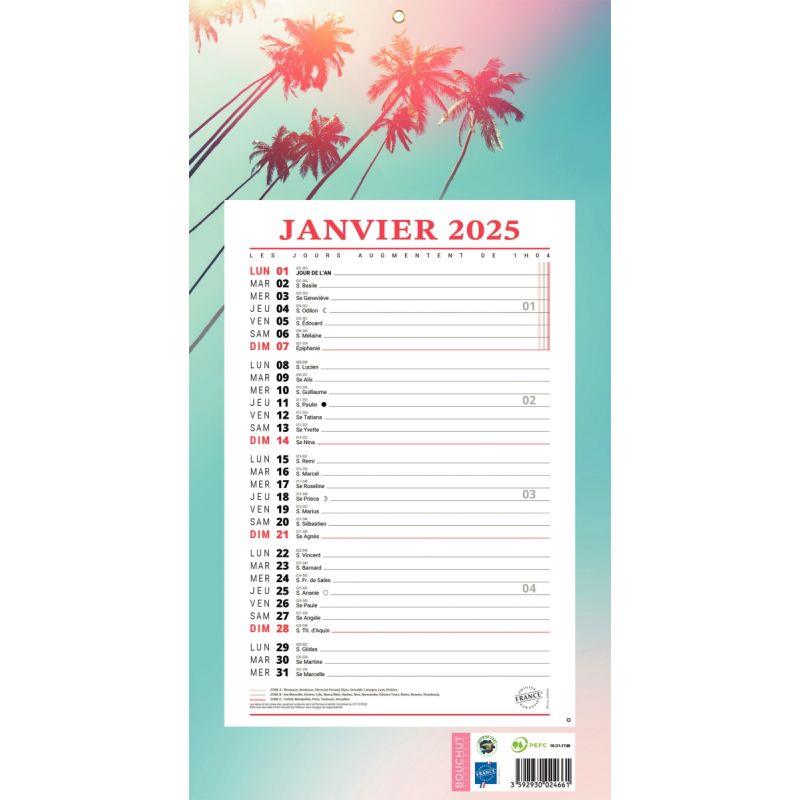 Image de  Calendrier mensuel 12 feuilles 36x19cm exotique 