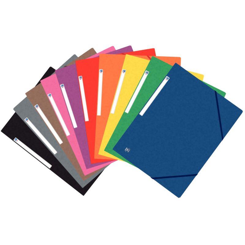 Image de  Paquet de 10 chemises 3 rabats à élastiques TOP FILE+ en carte lustrée, coloris assortis 