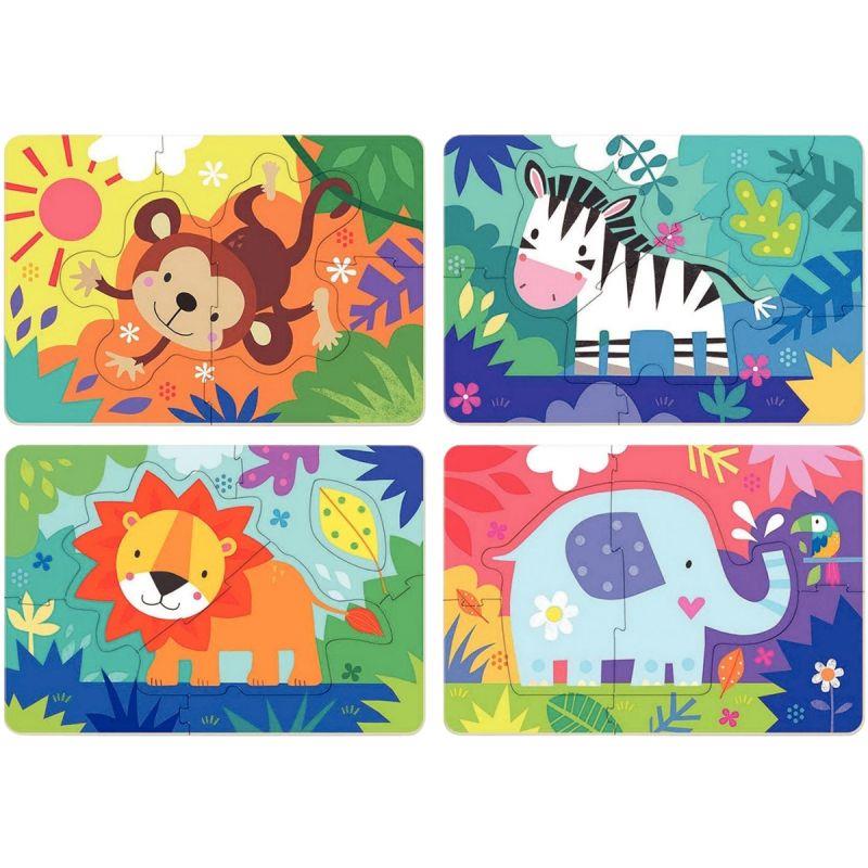 Image de  Boite de 4 puzzles progressifs, les animaux sauvages 