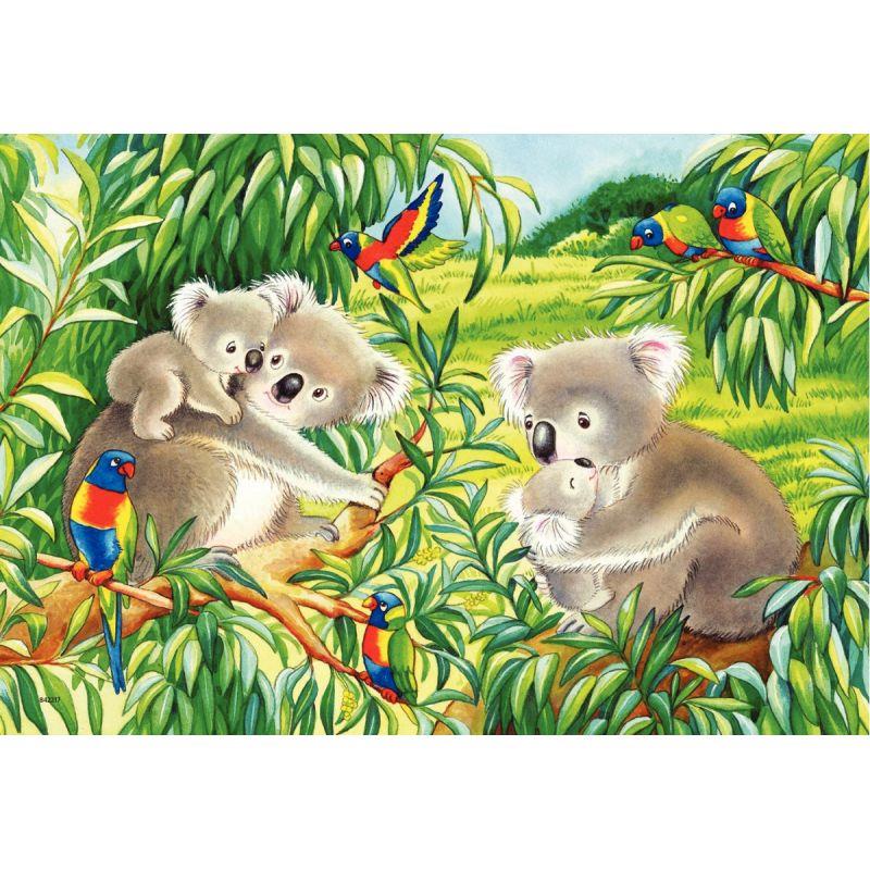 Image de  Lot de 2 puzzles en carton 24 pièces, koalas et pandas 