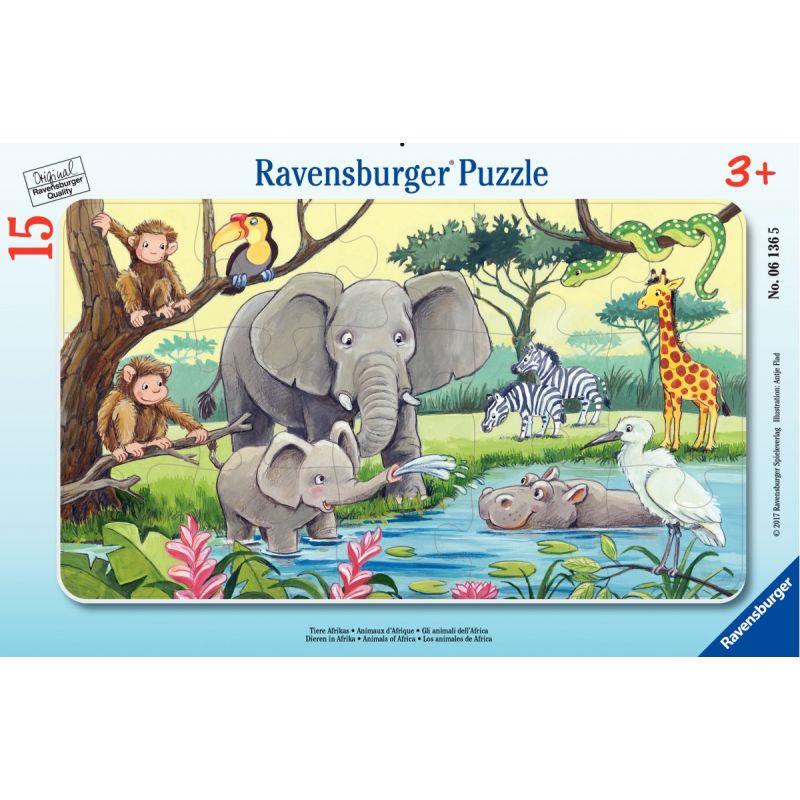 Image de  Puzzle à cadre 15 pièces, les animaux d''Afrique 