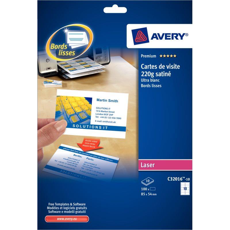 Image de  Paquet de 250 cartes de visite blanches 85x54mm laser 220g 