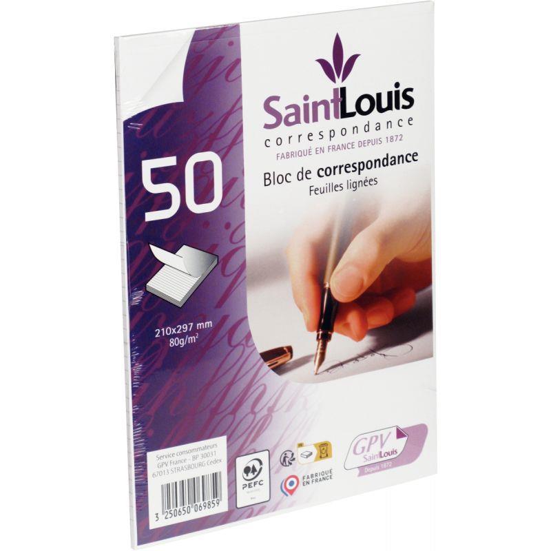 Image de  Bloc de 50 feuilles de correspondance 210x297mm lignées travers 