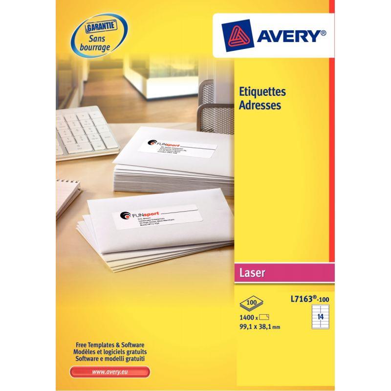 Image de  Pochette de 1000 étiquettes adhésives blanches laser 99,1x57mm 