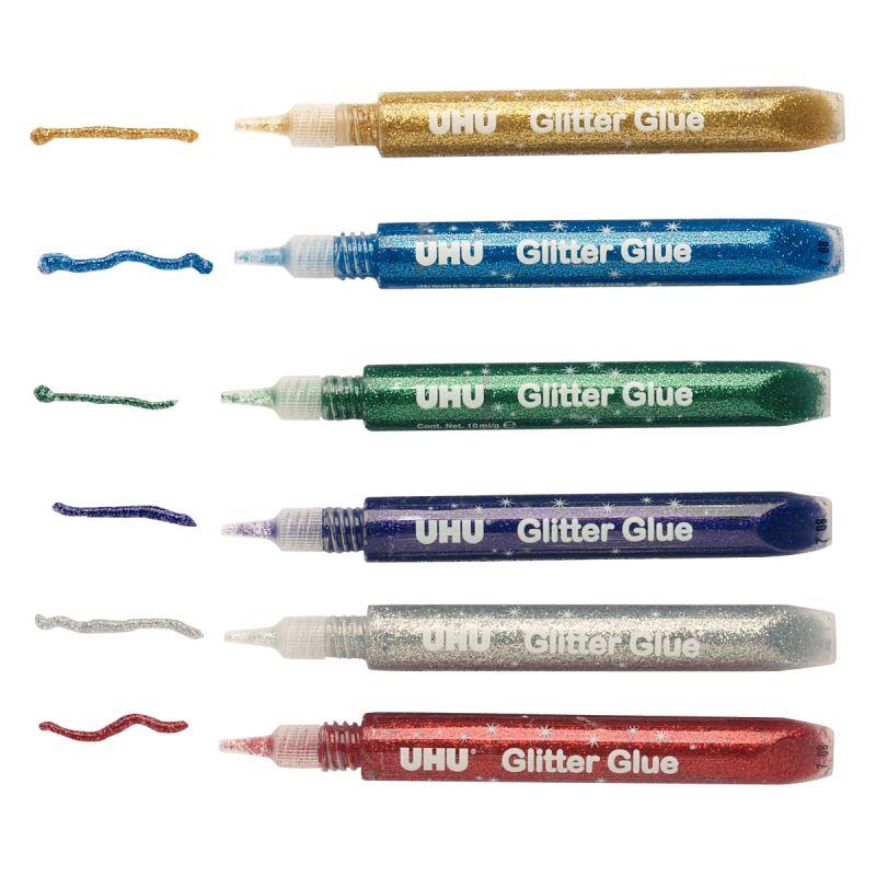 Image de  Blister de 6 tubes glitter de 10ml glue assorties 