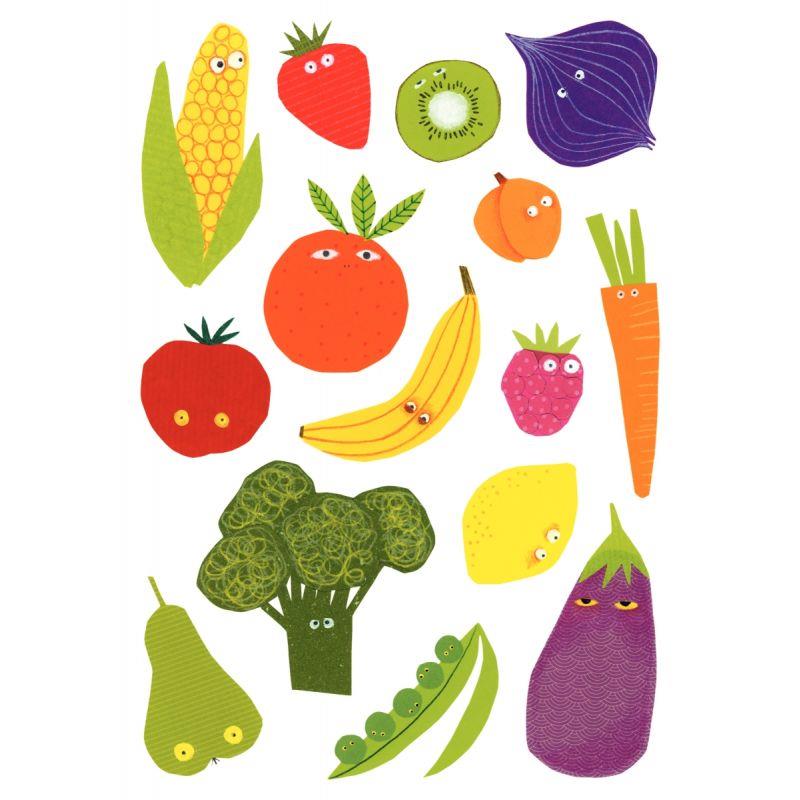 Image de  Pochette de 87 maxi gommettes fruits et légumes, adhésives repositionnables 