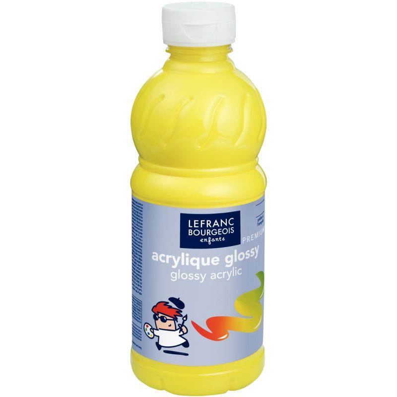 Image de  Flacon 500ml d''acrylique Glossy Lefranc Bourgeois, jaune citron 