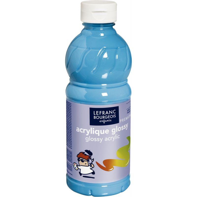 Image de  Flacon 500ml d''acrylique Glossy Lefranc Bourgeois, bleu turquoise 