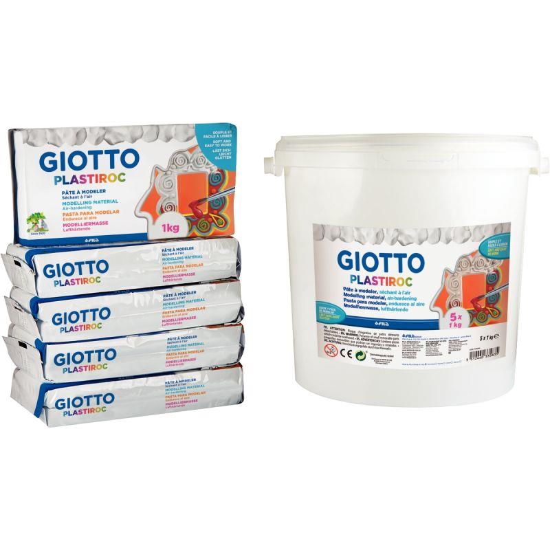 Image de  Seau de 5 pains de 1kg de pâte à modeler autodurcissante Plastiroc coloris blanc 