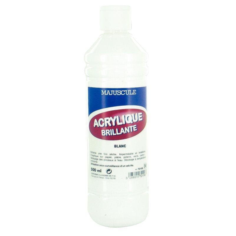 Image de  Flacon de 500 ml de peinture acrylique brillante MAJUSCULE blanc 