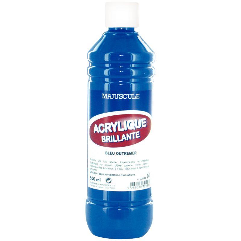 Image de  Flacon de 500 ml de peinture acrylique brillante MAJUSCULE bleu outremer 