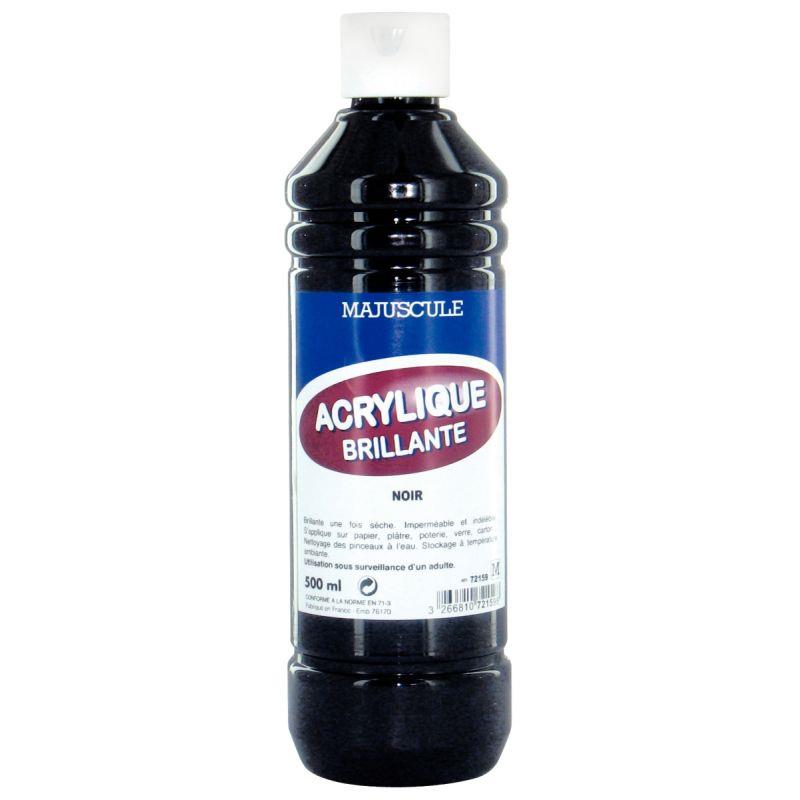 Image de  Flacon de 500 ml de peinture acrylique brillante MAJUSCULE noir 