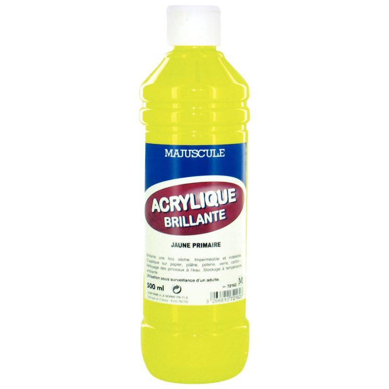 Image de  Flacon de 500 ml de peinture acrylique brillante MAJUSCULE jaune primaire 