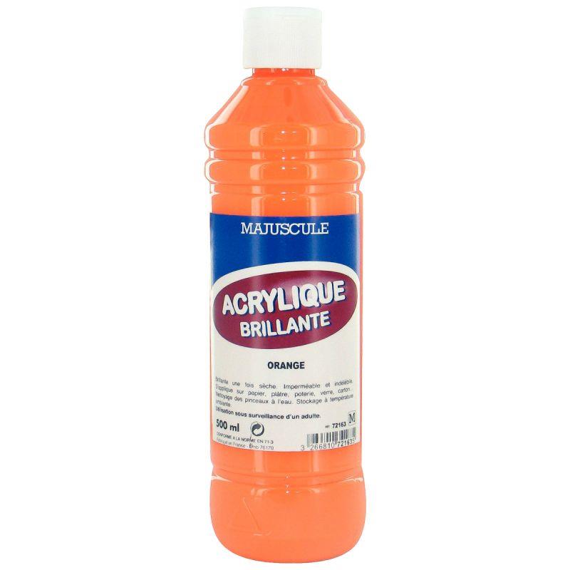 Image de  Flacon de 500 ml de peinture acrylique brillante MAJUSCULE orange 