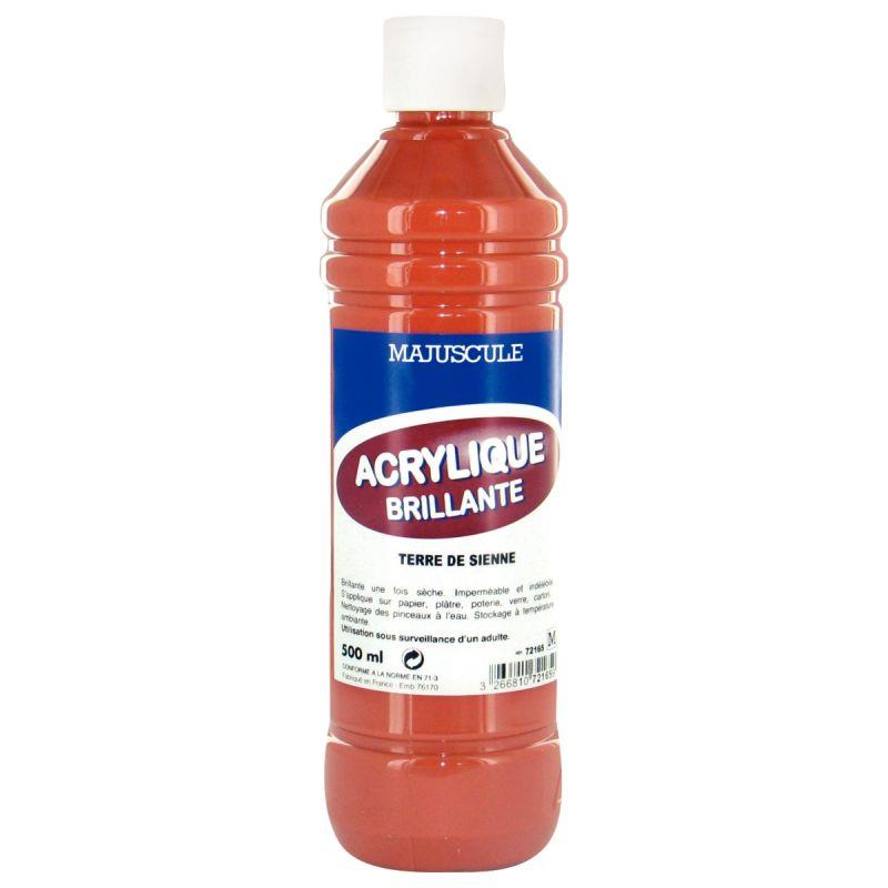Image de  Flacon de 500 ml de peinture acrylique brillante MAJUSCULE terre de sienne 