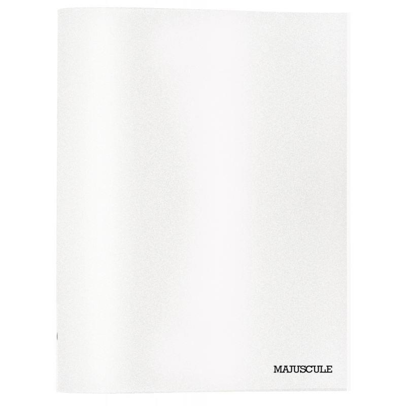 Image de  Piqûre 96 pages MAJUSCULE, format 24x32 cm, papier blanc 90g, uni, couverture polypropylène incolore 