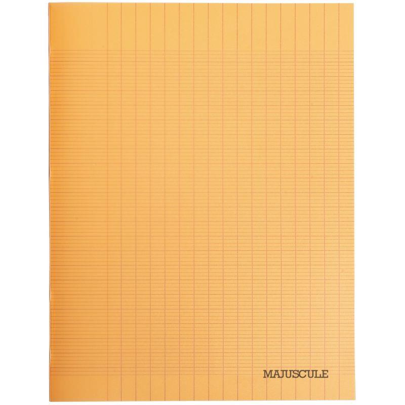 Image de  Piqûre 48 pages MAJUSCULE, format 17x22 cm, papier blanc 90g, seyès, couverture polypropylène orange 