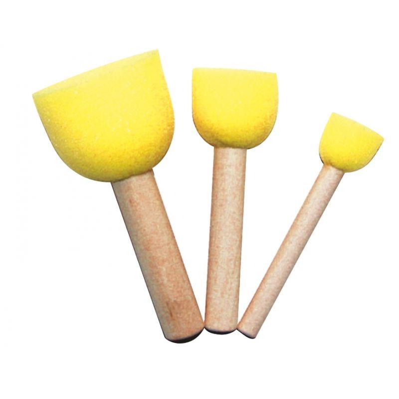 Image de  Lot de 30 pochoirs ronds, manche en bois, embout en mousse 