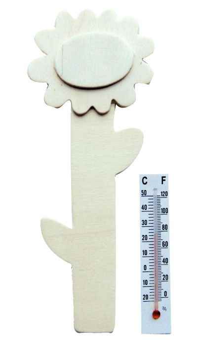 Image de  Lot 10 fleurs thermomètres, en bois 