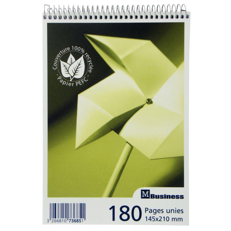 Image de  Bloc sténo à spirale BUSINESS 180 pages, format A5, papier blanc uni 60g 
