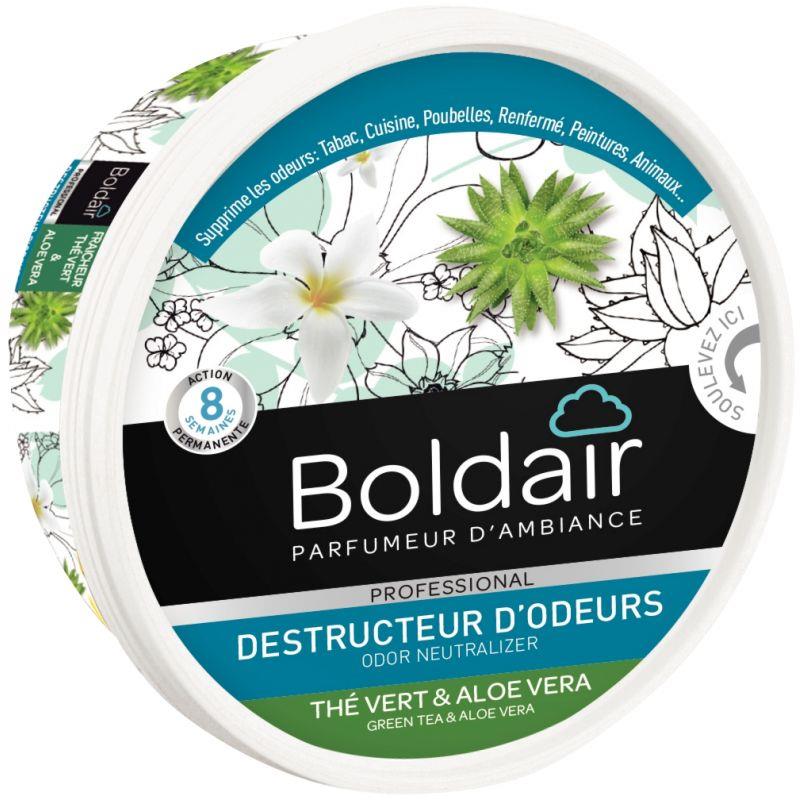 Image de  Boite gel destructeur d''odeurs BOLDAIR thé vert aloé vera 