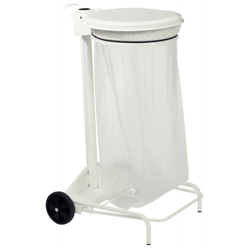 Image de  Support sacs poubelle 110L avec pédale blanc 