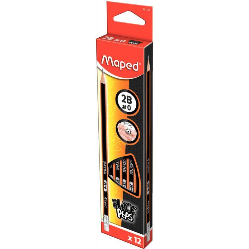 Image de  Boîte de 12 crayons graphite Blackpeps 2B bout gomme 