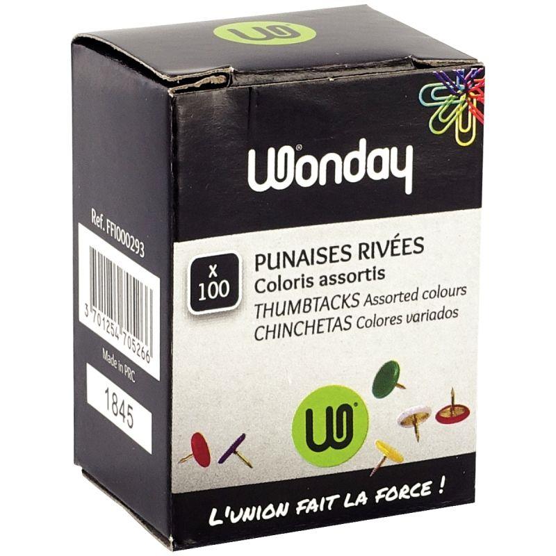 Image de  Boite de 100 punaises tête couleur 