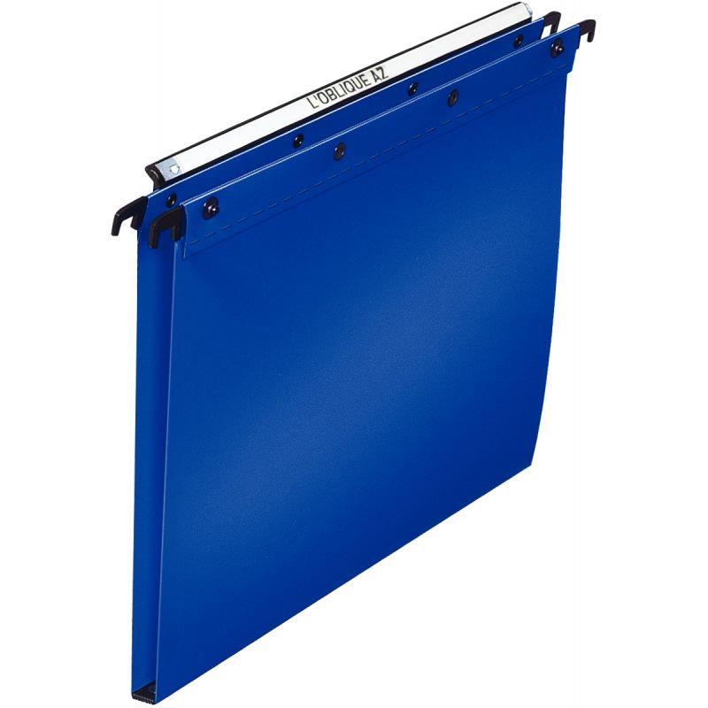 Image de  Paquet de 10 dossiers suspendus en polypropylène opaque 5/10ème pour tiroir, dos 15 mm, bleu 