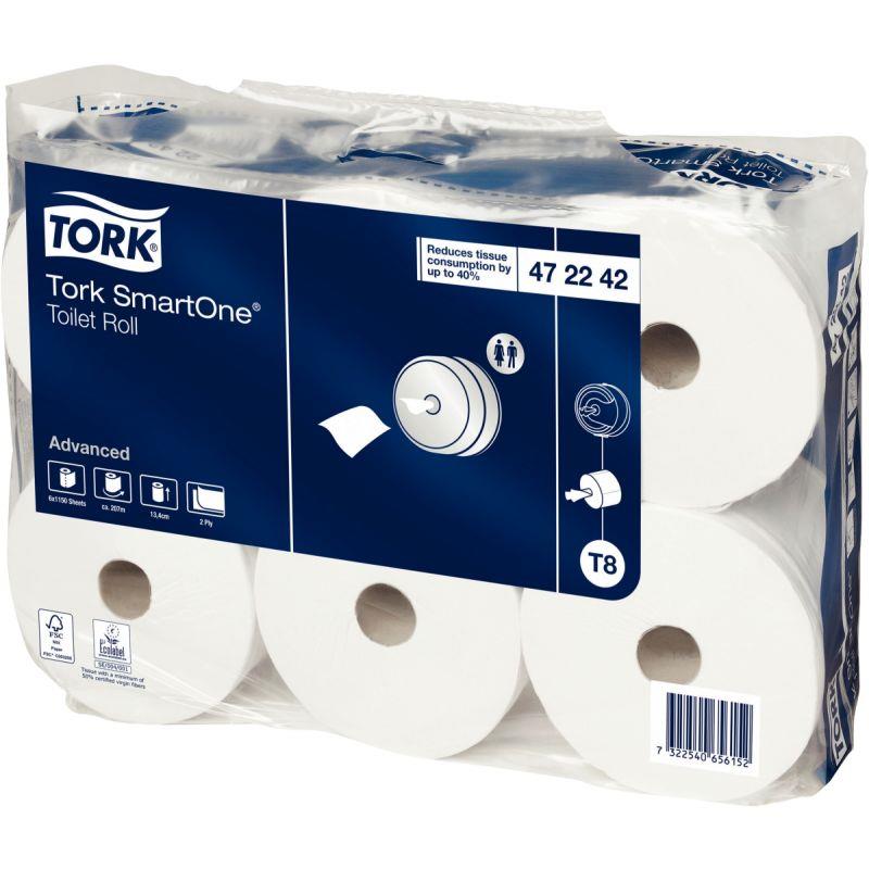 Image de  Lot de 6 rouleaux papier hygiènique T8 SMARTONE 2 plis 