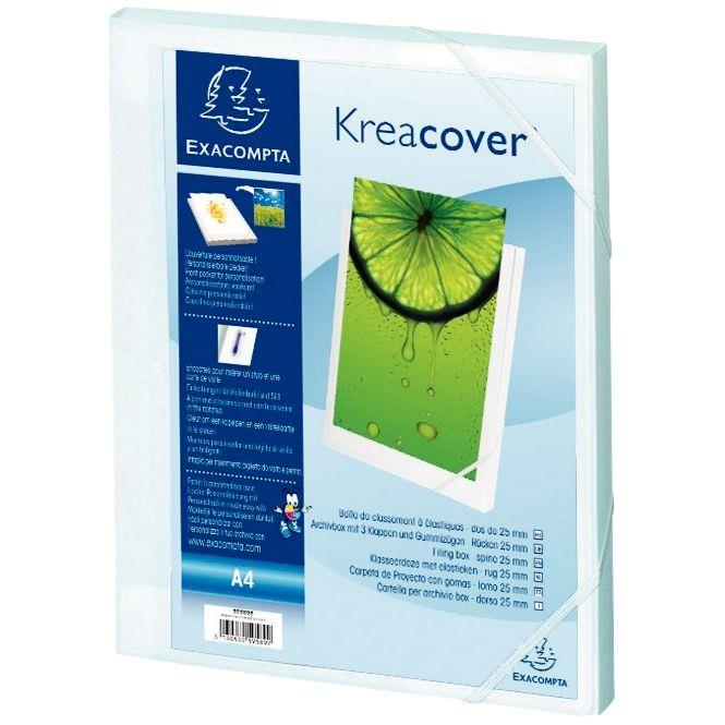 Image de  Boite de classement personnalisable en polypropylène KREACOVER dos 2,5 cm, blanc 