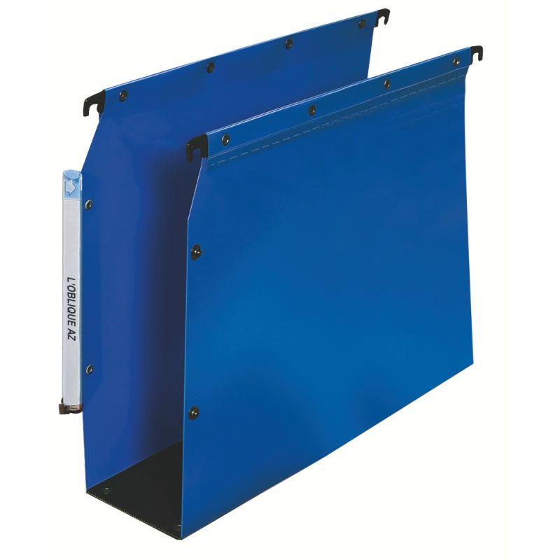 Image de  Paquet de 10 dossiers suspendus en polypropylène opaque 5/10ème pour armoire, dos 50 mm, bleu 