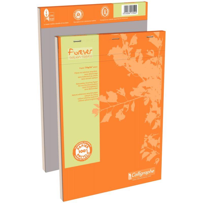 Image de  Bloc de bureau FOREVER papier recyclé 70g, 100 feuilles format A4, quadrillé 5x5 