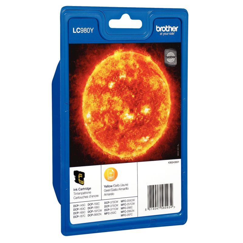 Image de  Brother SOLEIL cartouche jet d''encre jaune authentique (LC980Y) 
