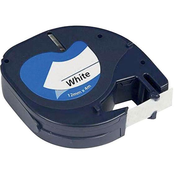 Image de  Recharge Letratag plastique noir sur blanc 12mm x 4m compatible 