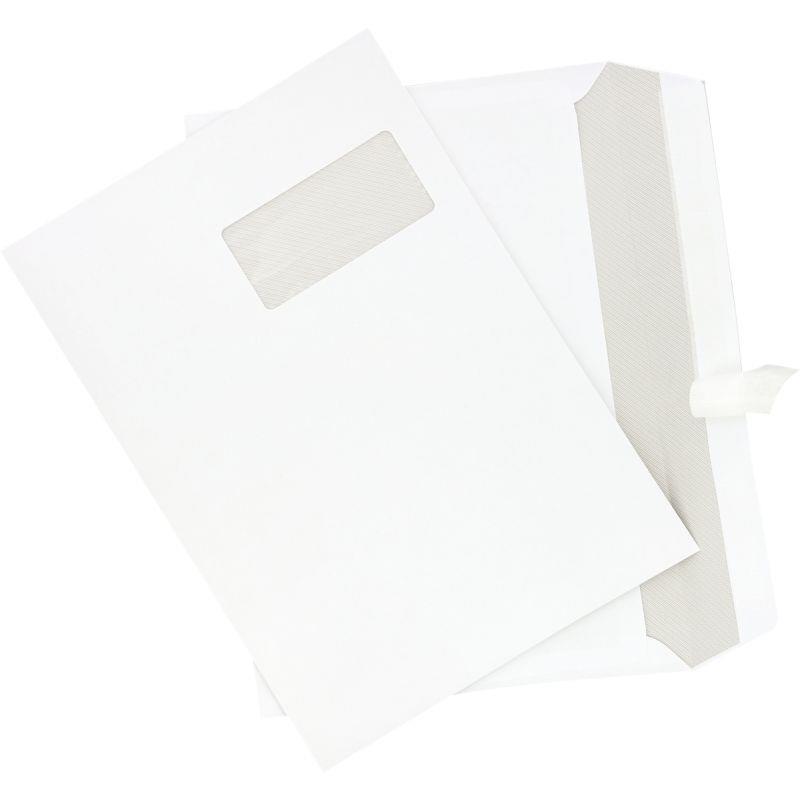 Image de  Boite de 250 enveloppes blanches 229x324mm 90g bande siliconée fenêtre 50x100mm 